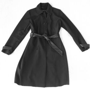 Trench Coat with One-Sided Leather Belt